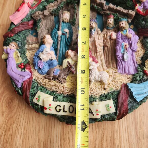12in Hand Painted Nativity Wall Plaque GLORIA Angels Wise Men Christmas Resin - Picture 11 of 11